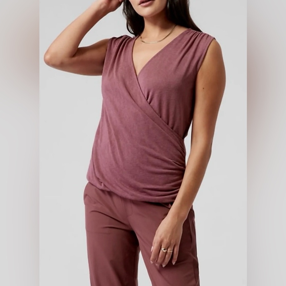 Athleta Sleeveless Breezy Wrap Tank Camisole in Mauve Sz Small